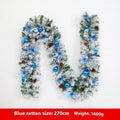 240cm artificial rattan Christmas garland with flocking decoration in golden colour