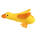 Yellow teddy pet toy with attached duck doll and built-in dog sound mechanism
