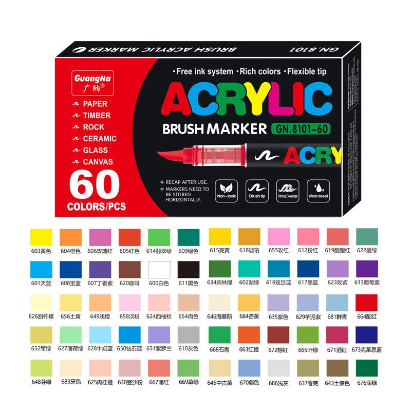 Set of straight liquid acrylic marker pens in multiple colours for art and graffiti.