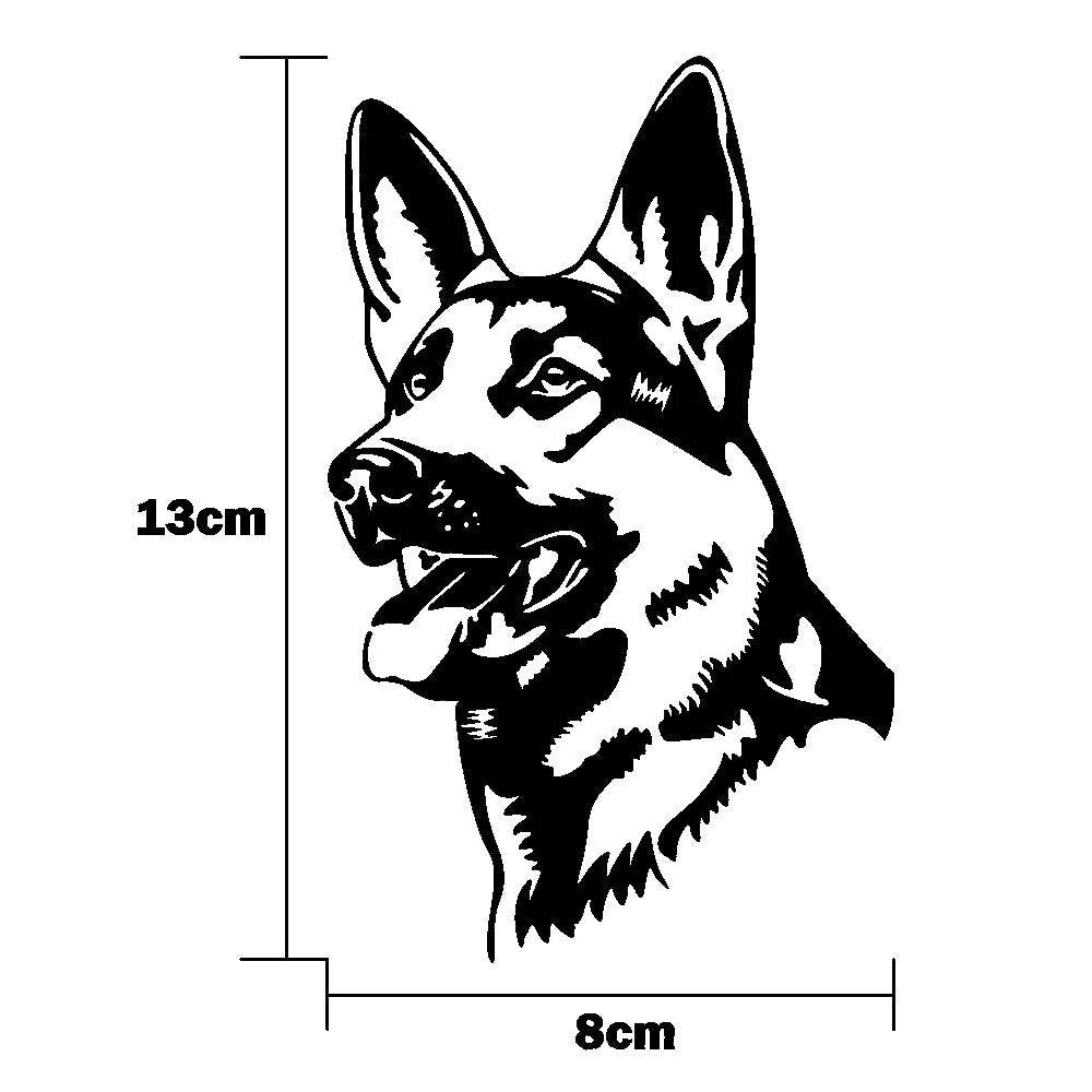 Reflective Alsace Shepherd dog bumper sticker showing detailed breed pattern
