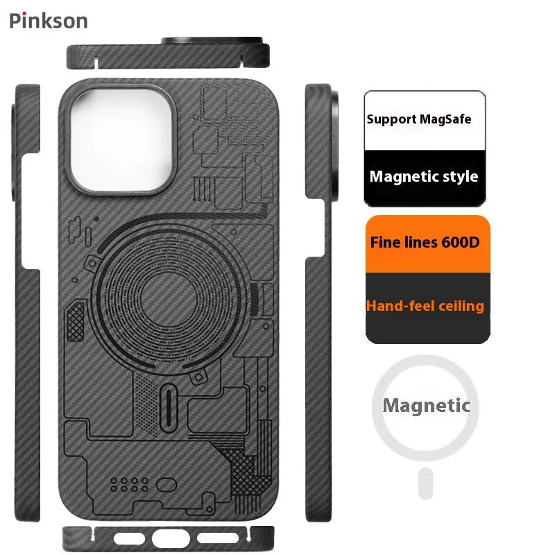 Aramid fibre ultra-thin frosted phone case for iPhone 12 series with black crater 1500D weave