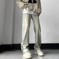 Men's retro straight-leg skinny denim jeans in yellow mud colour with side zipper