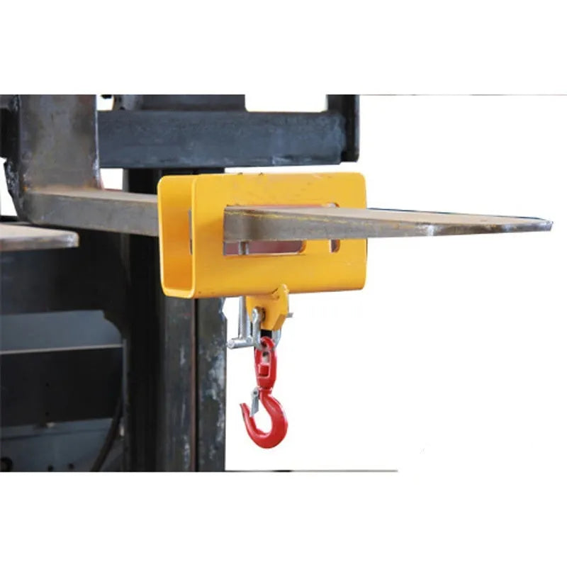 MK forklift crane conversion hook with rotatable drum and safety lock, iron construction.