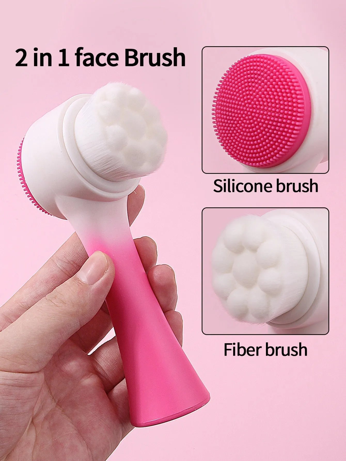 Facial brush set with coral fleece hair band and nylon bristle brush in multiple colour options