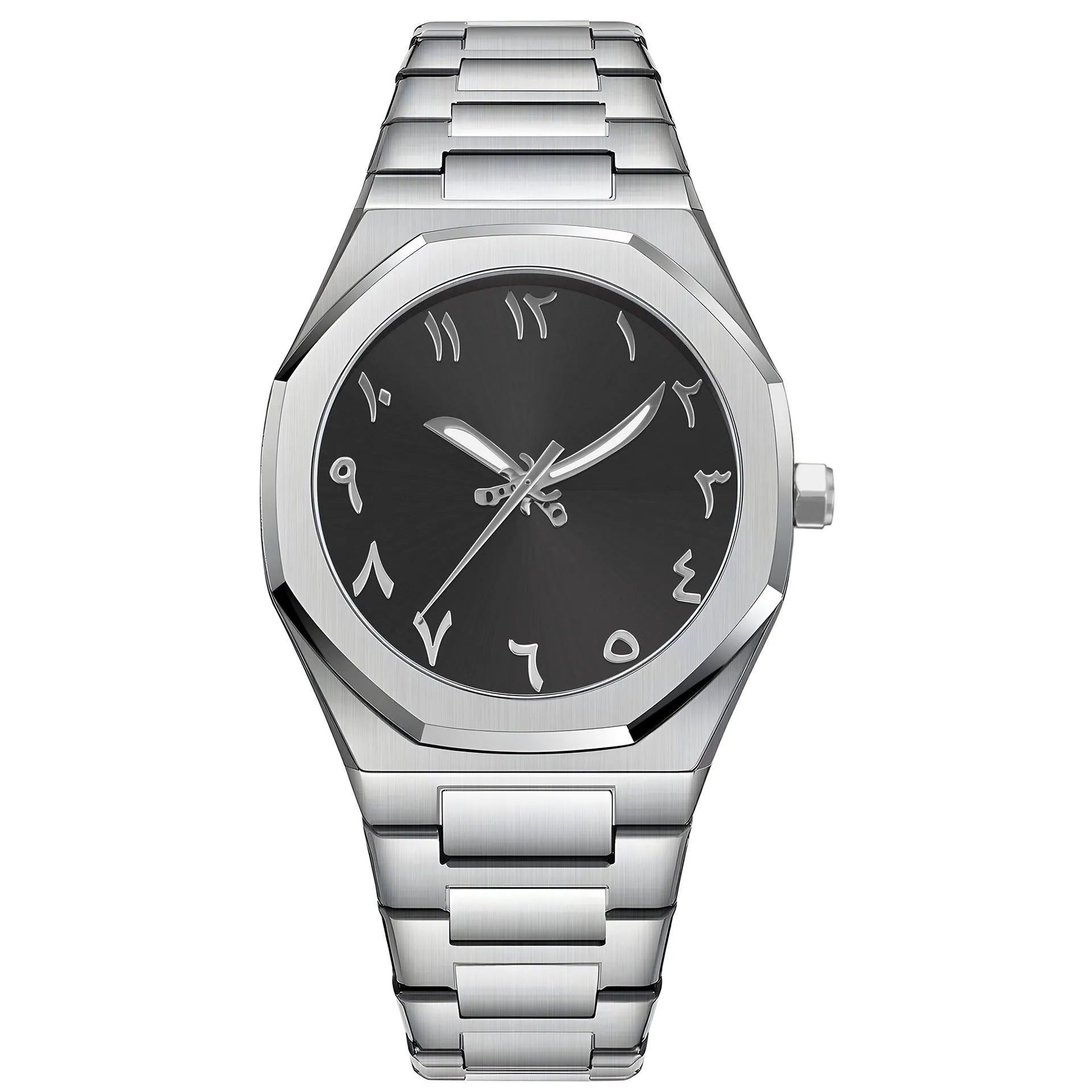 Men's business casual quartz watch with steel belt strap showing 10mm thickness