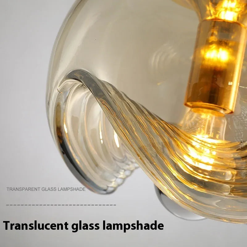 Modern minimalist glass bedside chandelier lamp with a 250mm size.