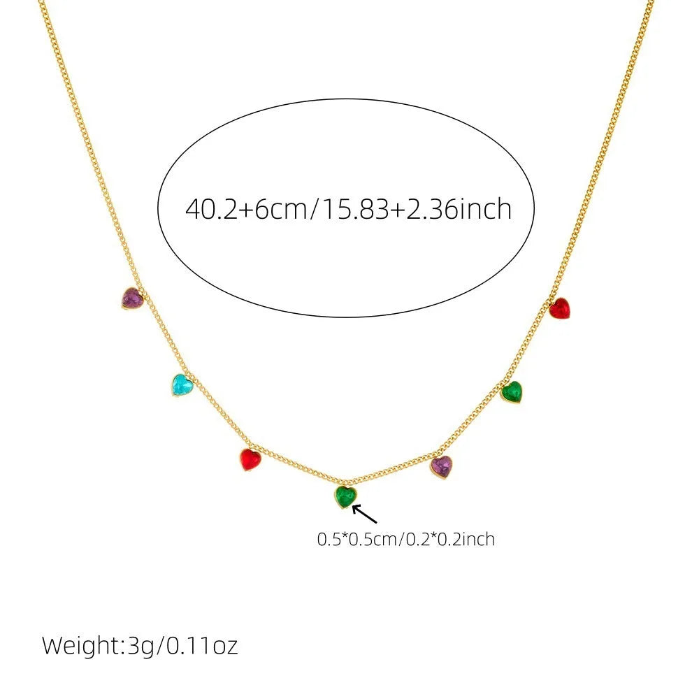 Gold-plated stainless steel necklace with a heart pendant on an adjustable chain.