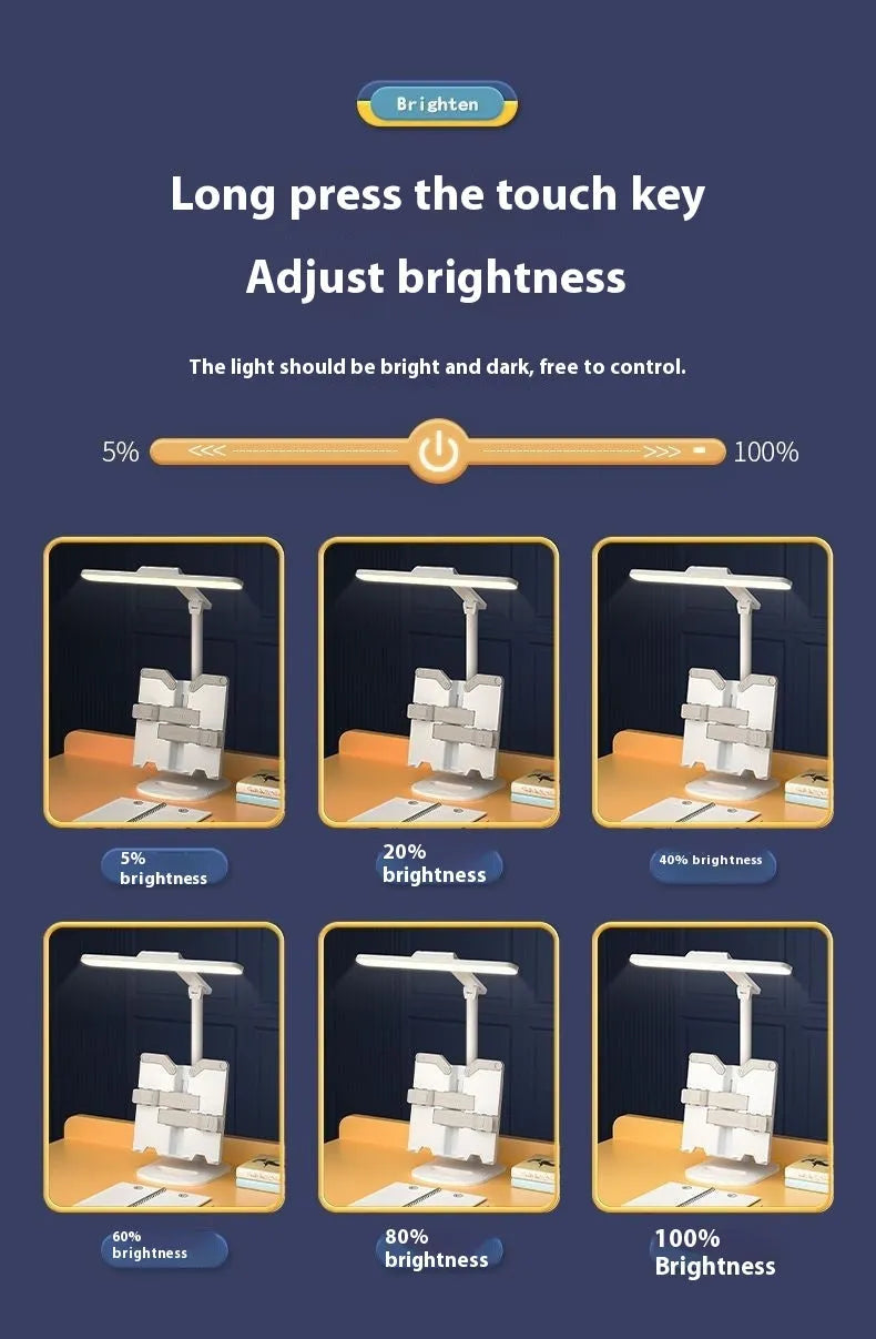 Adjustable reading bookshelf table lamp with dual power supply and three colour temperature settings