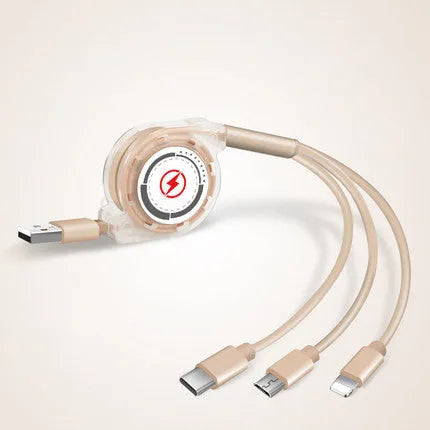3 in 1 telescopic charging cable extended to 120cm with titanium connectors