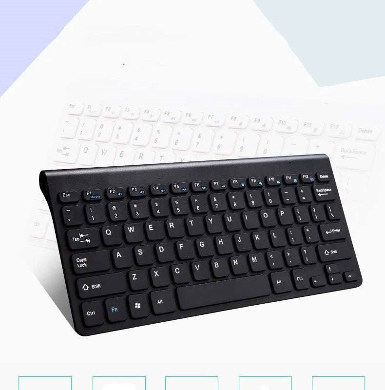 Black wireless keyboard and mouse set with 78 keys and 4 buttons