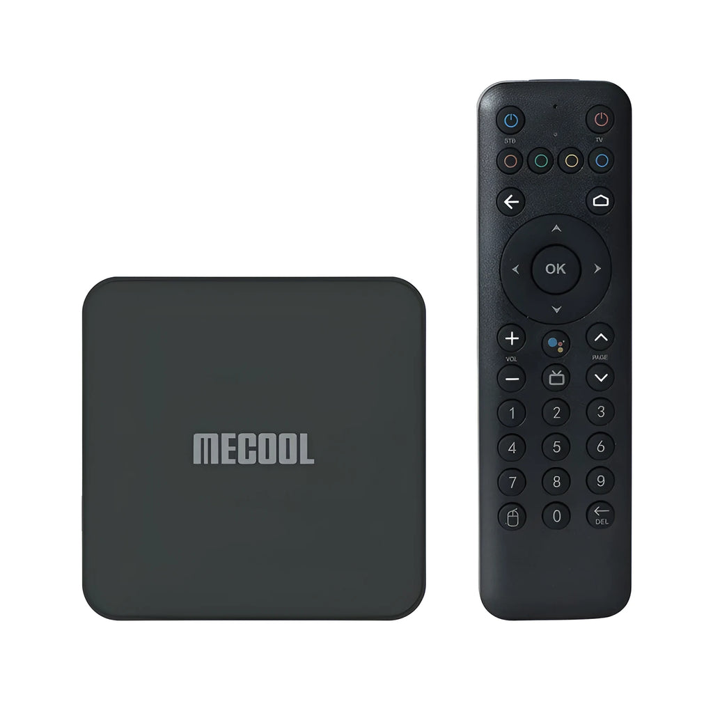 KM7 SE set-top box running Android 11 with 2GB 32GB storage, remote control, and HDMI cable