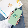 Flexible TPU phone case with colourful painted cartoon avocado design for iPhone.