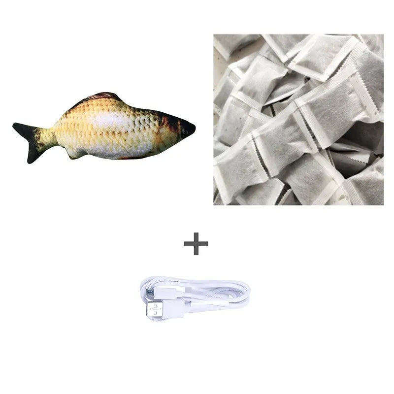 USB rechargeable electric jumping fish cat toy without catnip, 30cm multicolour electronic pet toy