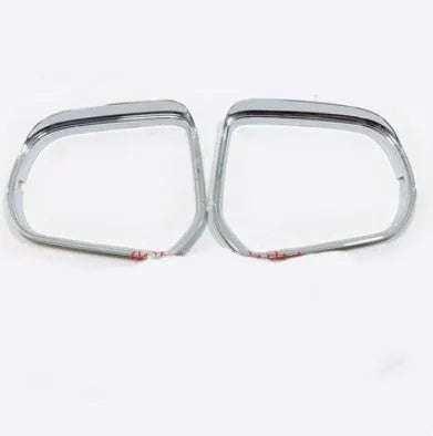 Pair of plastic rearview mirror protection covers in silver and black decorative finishes