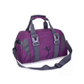Nylon yoga gym bag showing medium and large size options in six colour variations