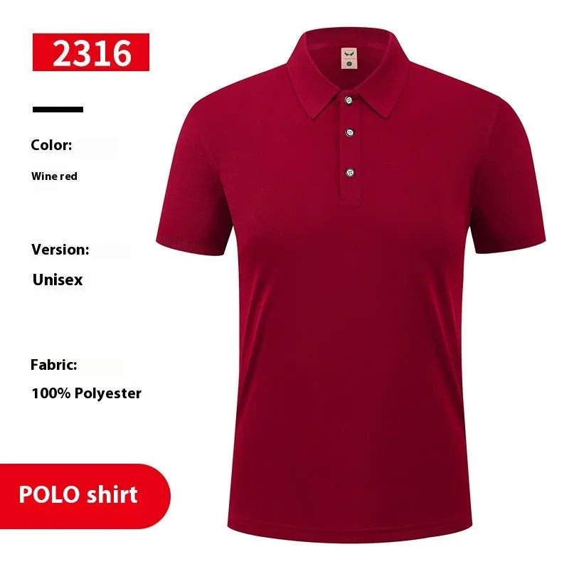 Ice silk polo shirt with advertising logo in viscose polyester fabric, short sleeve pullover style