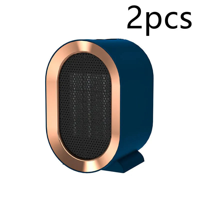 Compact desktop electric heater with ceramic heating element and mechanical control dial