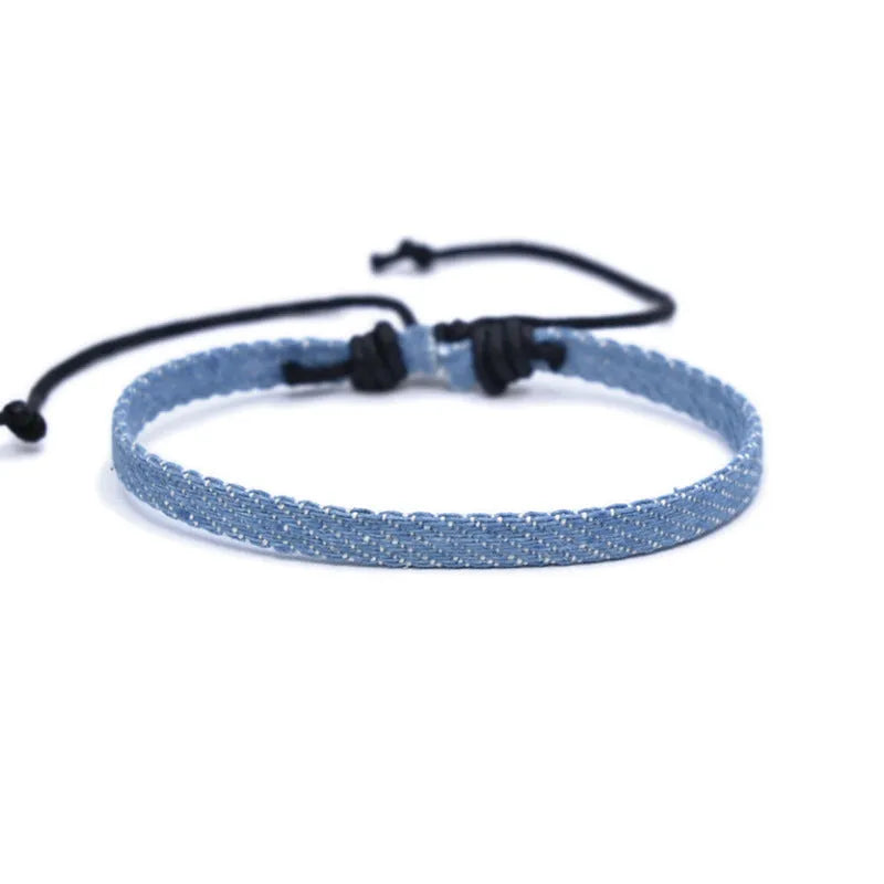 Handmade denim fabric bracelet in multiple colour options for unisex wear