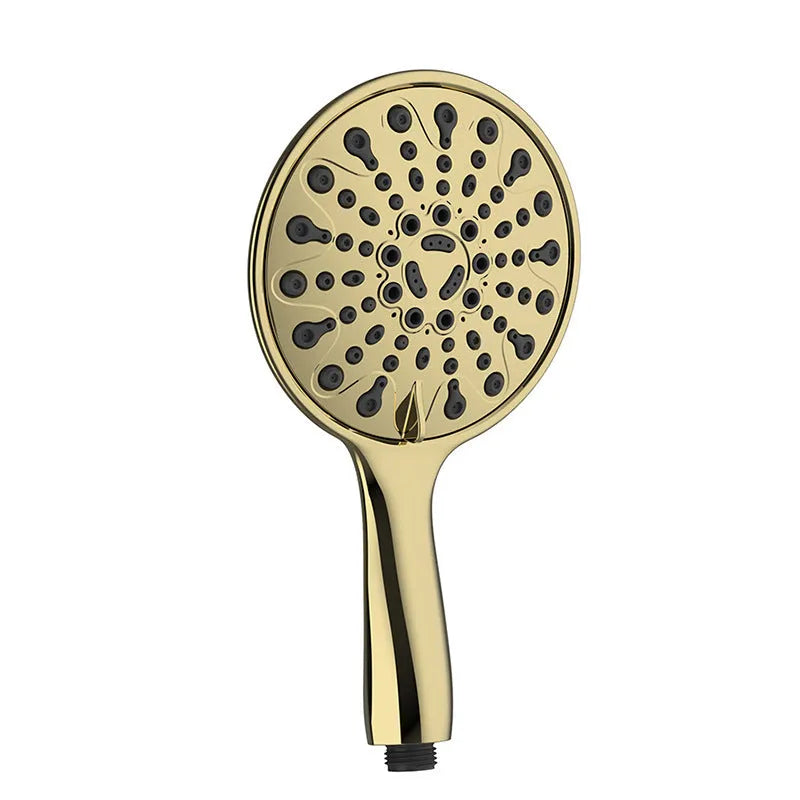 Six-function handheld shower head with chrome finish and 6-inch diameter