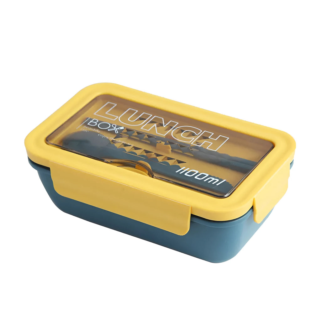 Four-layer partitioned plastic bento box in Nordic style with green, red, and yellow colour options