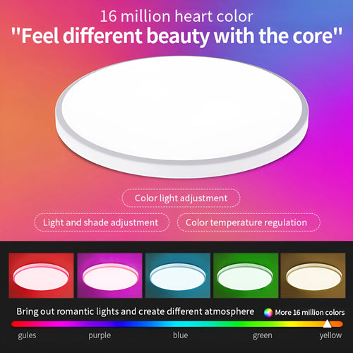 RGBCW intelligent ceiling lamp with Bluetooth and app control in black or white finish