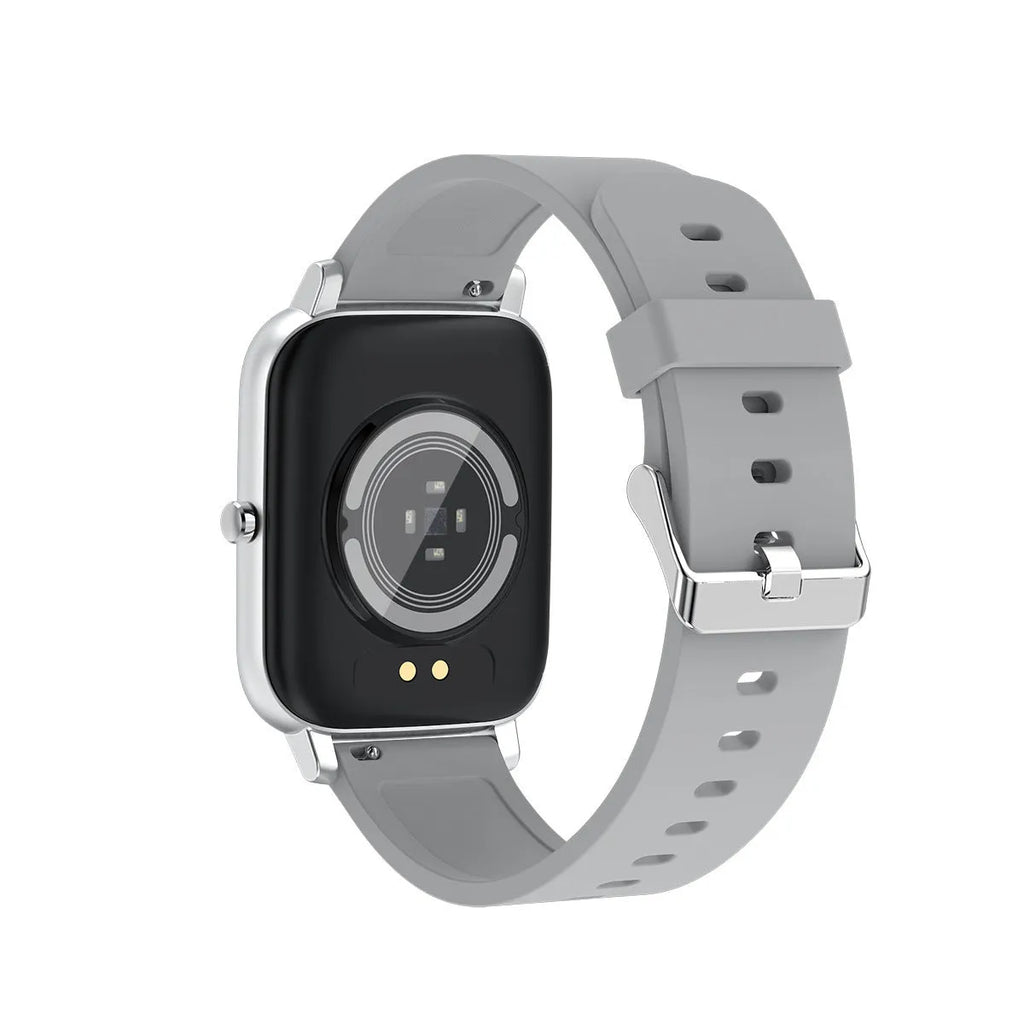 H80 Fashion Sports Smart Watch with black silicone strap and 1.69-inch touch screen displaying heart rate data.