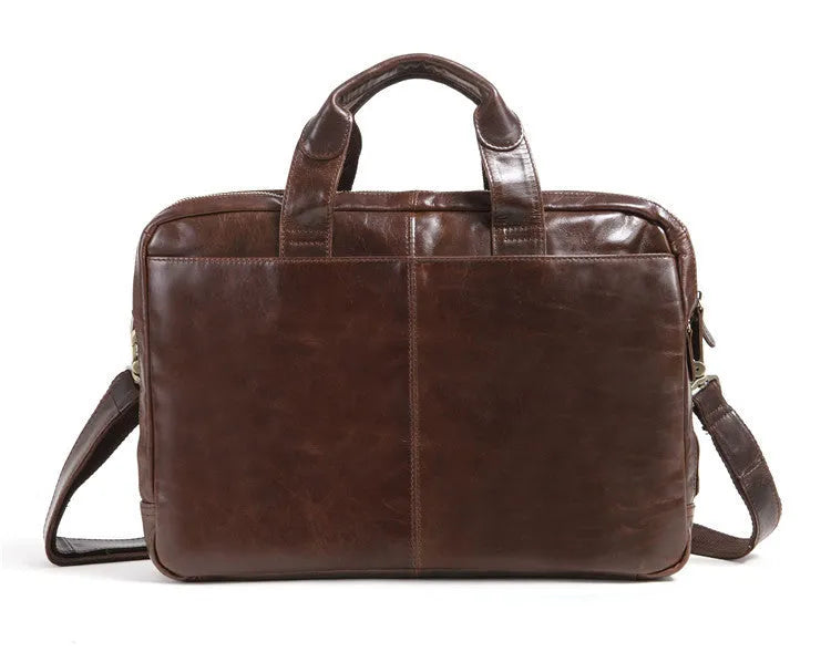 Brown cowhide leather business briefcase with 18-inch size for professional travel