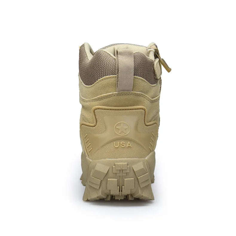 Men's US Army Delta tactical boots in black and sand colours with rubber soles