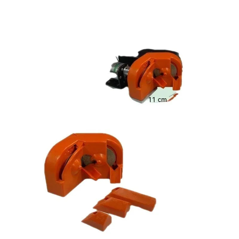 Portable universal grinding tool with orange and black sander sets and replacement grinding wheels