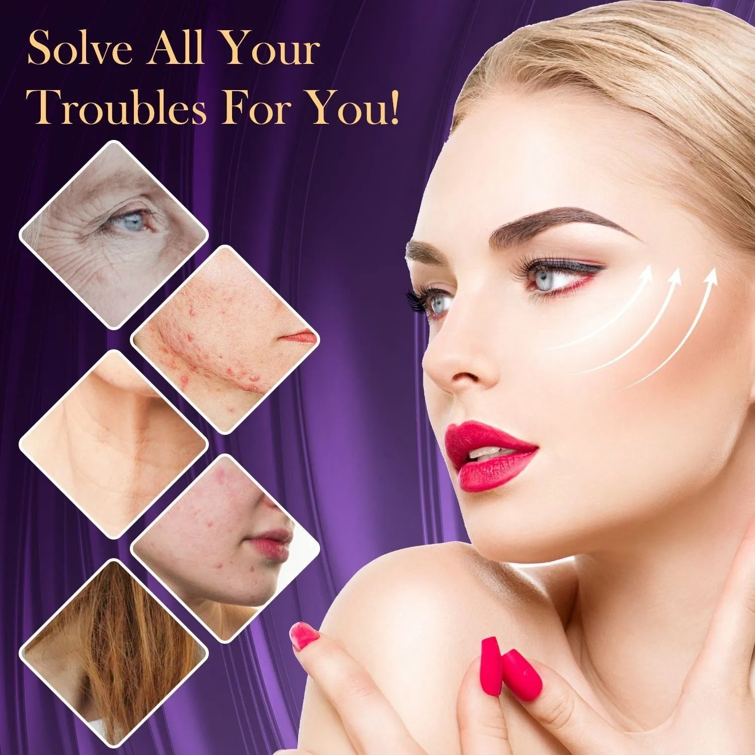 Purple high wave electrotherapy rod commercial beauty instrument with six accessory heads