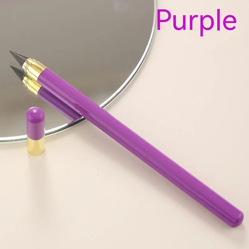 Acrylic transparent sharpening-free pencil with alloy pen head showing coloured refills
