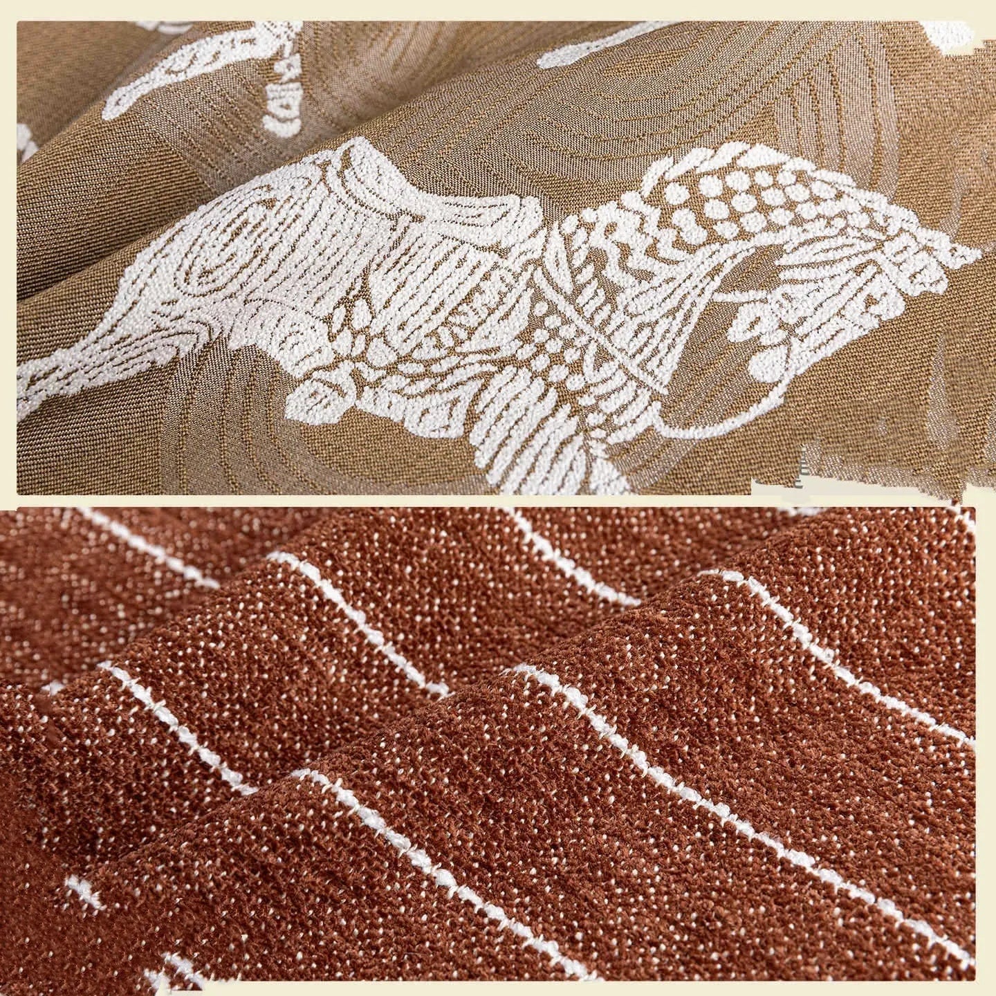 Chinese ancient style square cushion in brown geometric patterns, 45cm size with feather velvet fill.