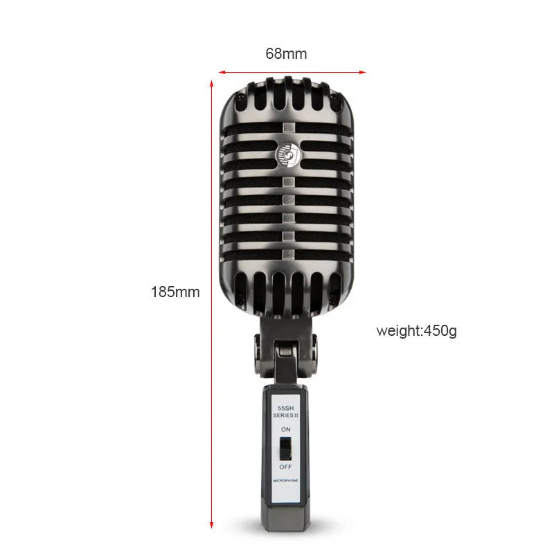 Retro-style professional condenser microphone in FG2 colour with USB-C cable for karaoke and recording.