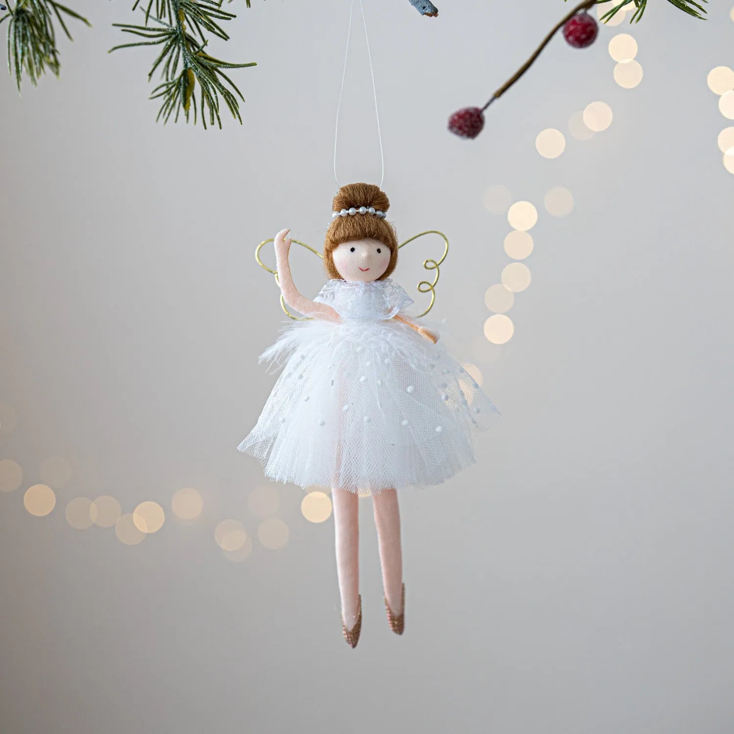 Pink and white ballet angel plush doll pendant with modern simplicity design