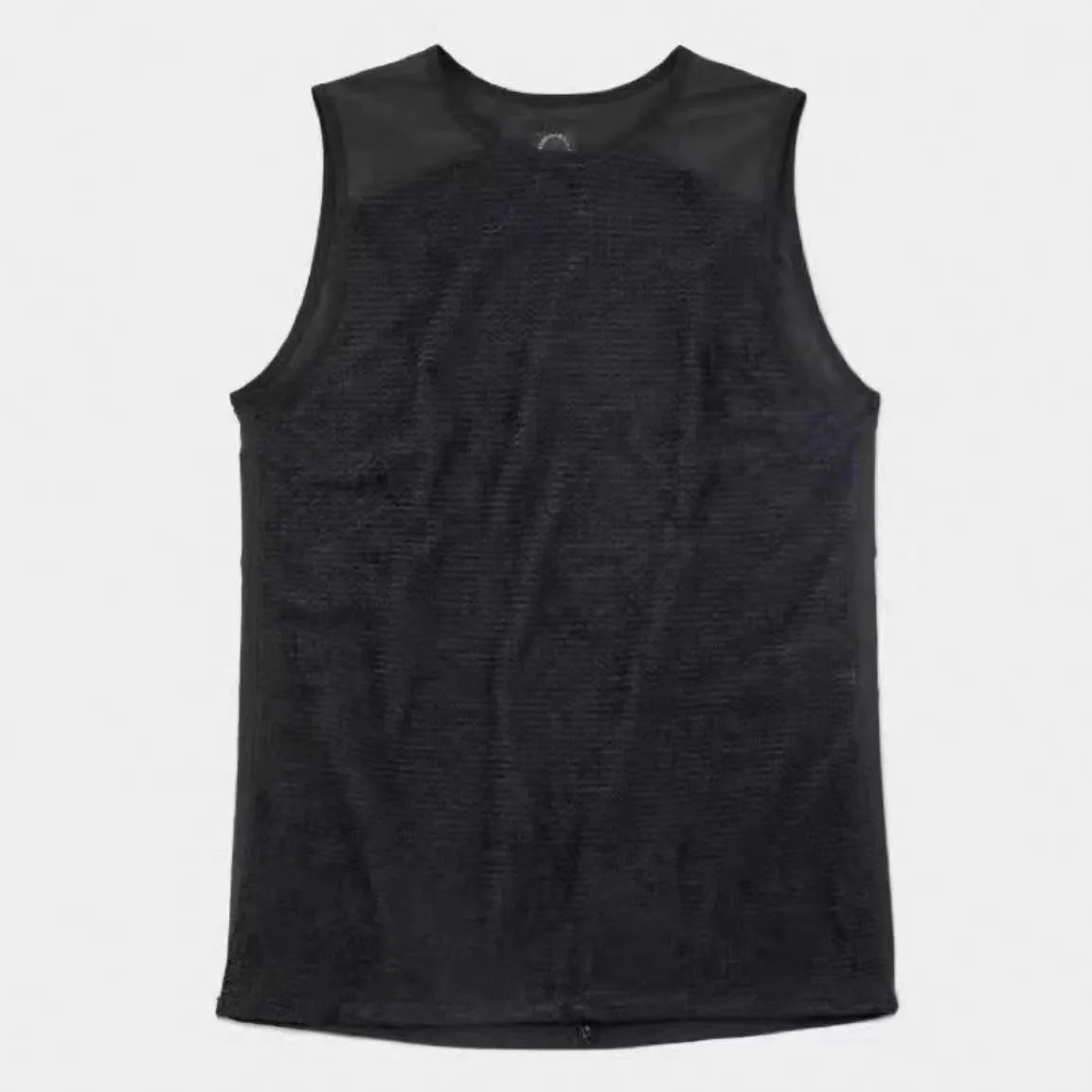 Men's lightweight fleece lined thermal vest in black solid colour with loose fit