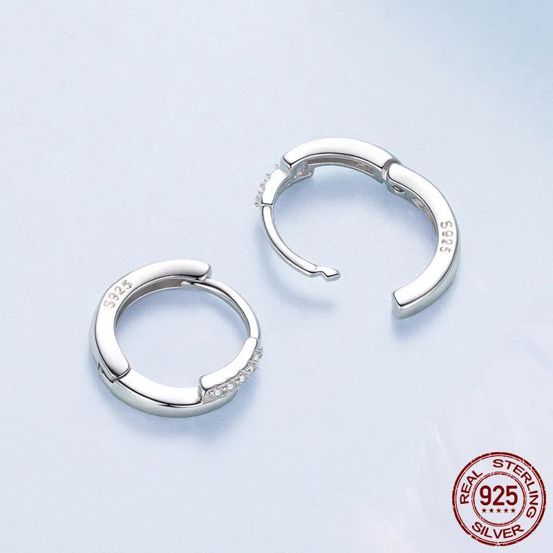 S925 sterling silver lines interlaced ear clip with refined zircon geometric shape for women simple style