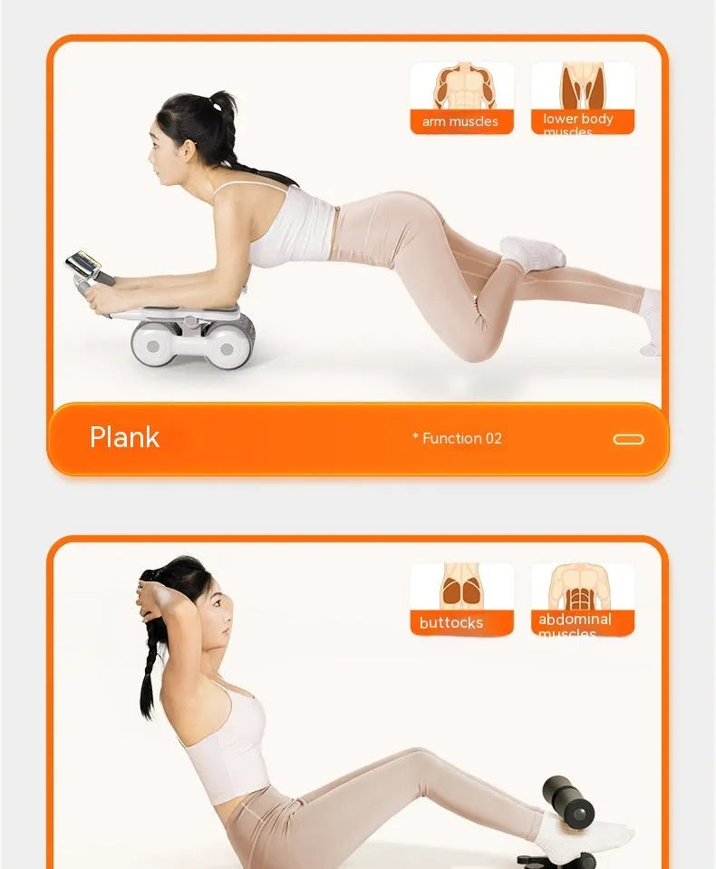 White LED timing fitness roller equipment for belly contraction and rolling exercises
