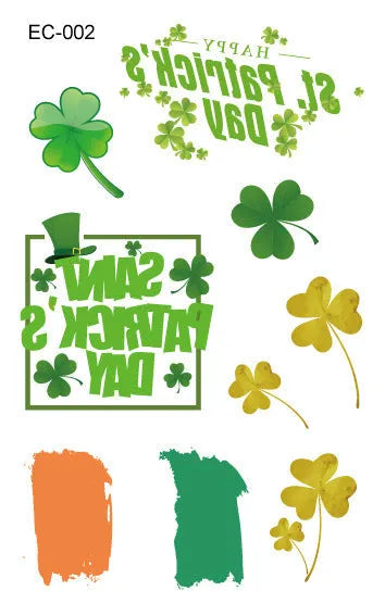 St. Patrick's Day clover design temporary tattoo sticker measuring 120×75mm