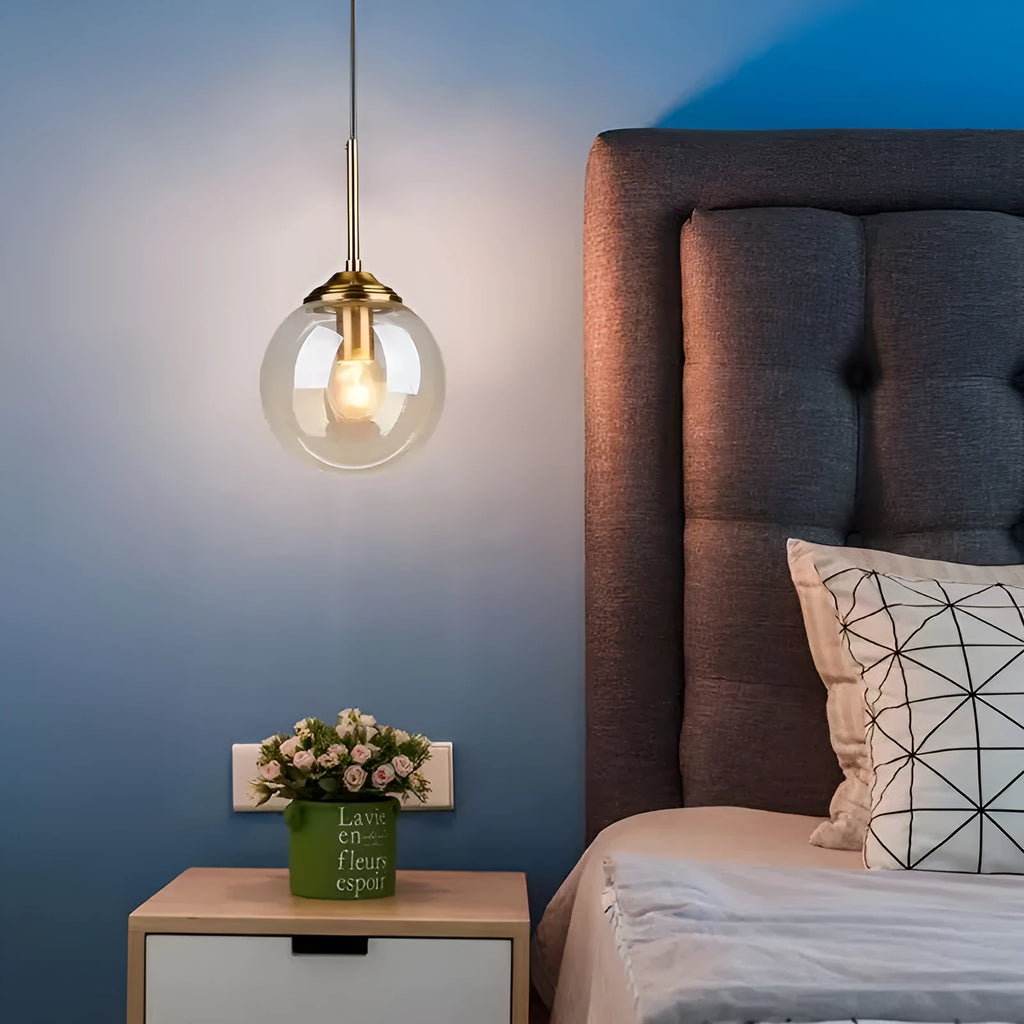 Nordic style round ball glass chandelier ceiling light with clear glass shades.