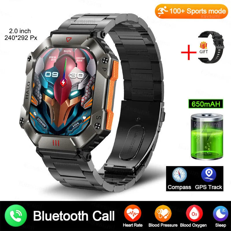 Android GPS smart watch for women with titanium case and black camouflage strap on wrist