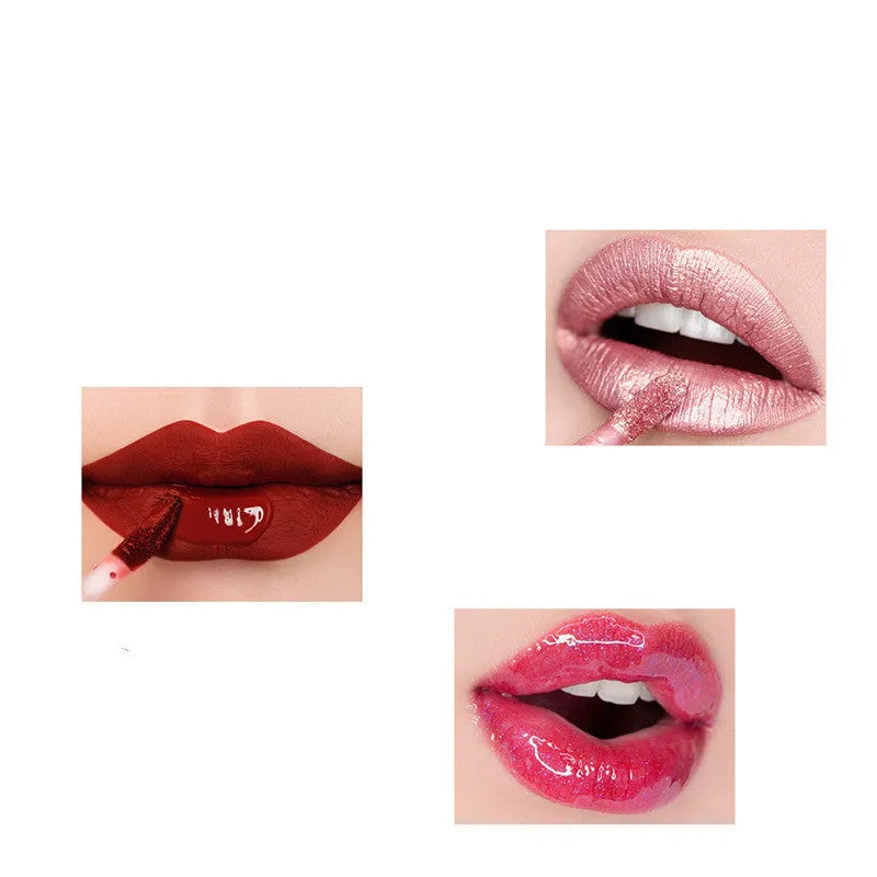 Matte high gloss lip gloss lipstick set with mica shimmer, two shades A and B