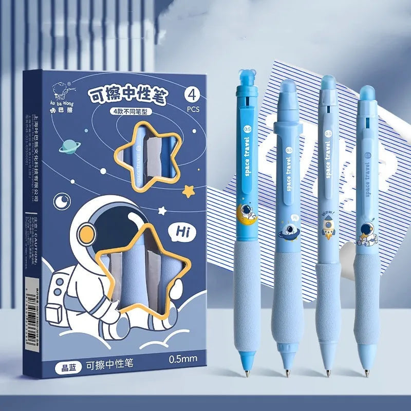 Cartoon design erasable gel pen with 0.5mm metal tip in plastic housing