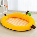 Green fruit-themed pet cooling mat nest with backrest for dogs and cats