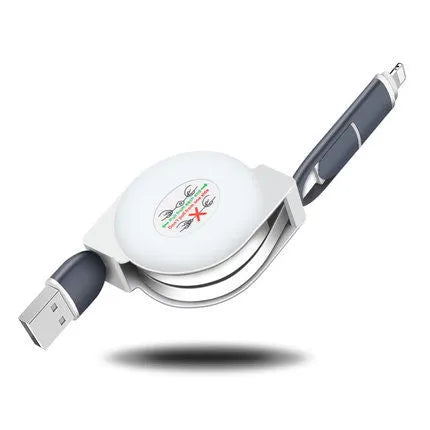 3 in 1 telescopic charging cable extended to 120cm with titanium connectors