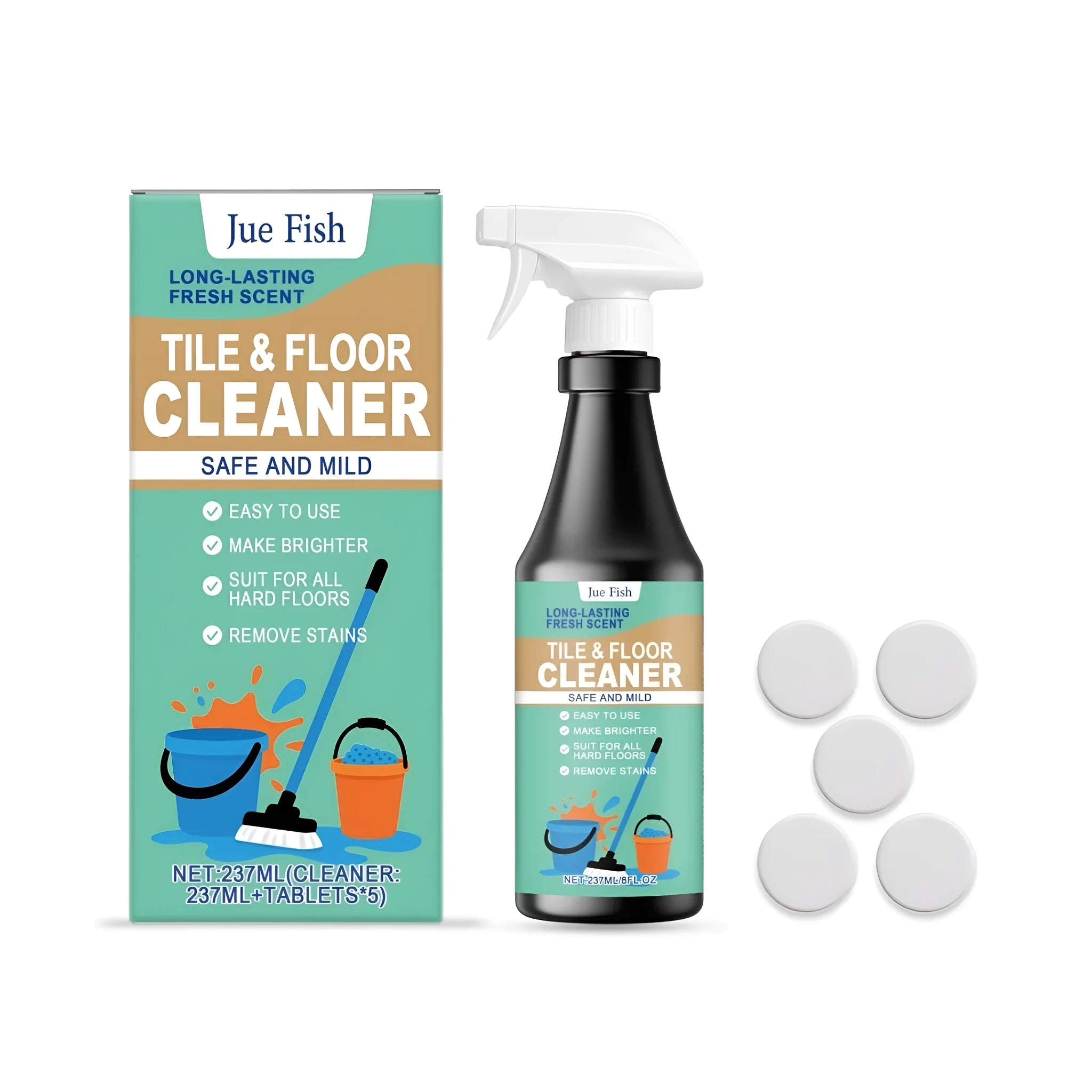 237ml floor cleaner spray bottle with cleaning agent and dissolvable tablets