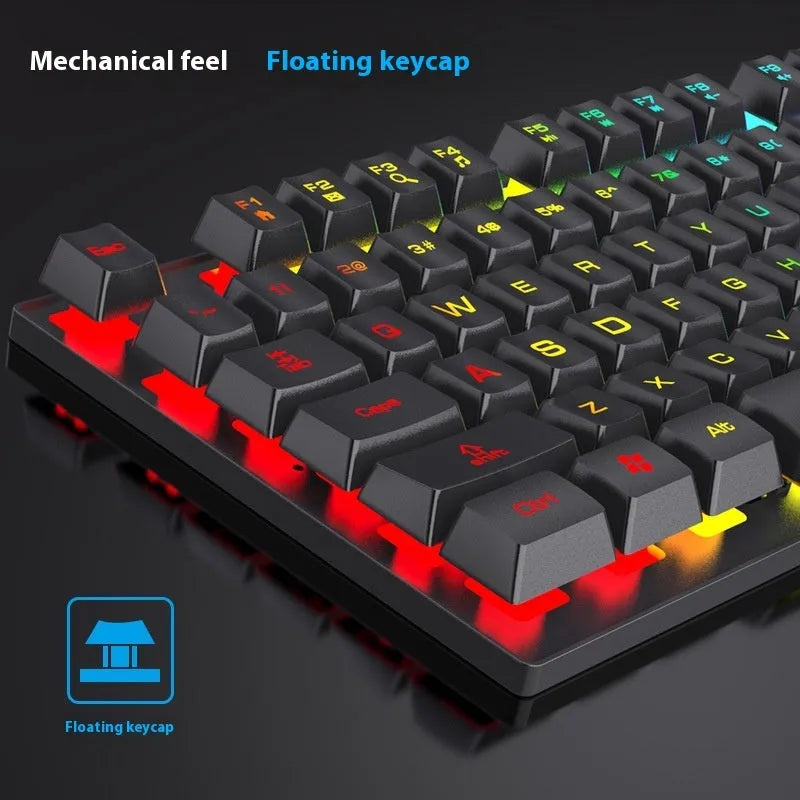 Black gaming keyboard and mouse bundle with backlit keys on 37.5cm keyboard