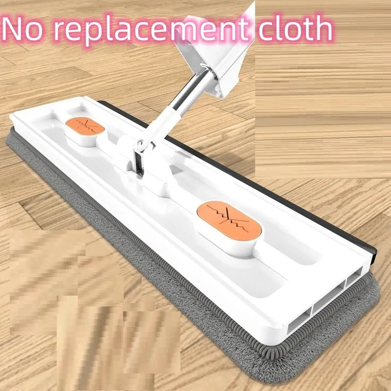 Large flat mop with 360 rotating head and stainless steel extended handle for home floor cleaning