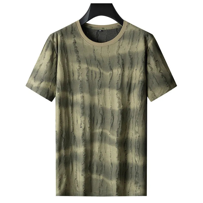 Men's plus size gray quick-drying breathable undershirt round neck short sleeve loose fit