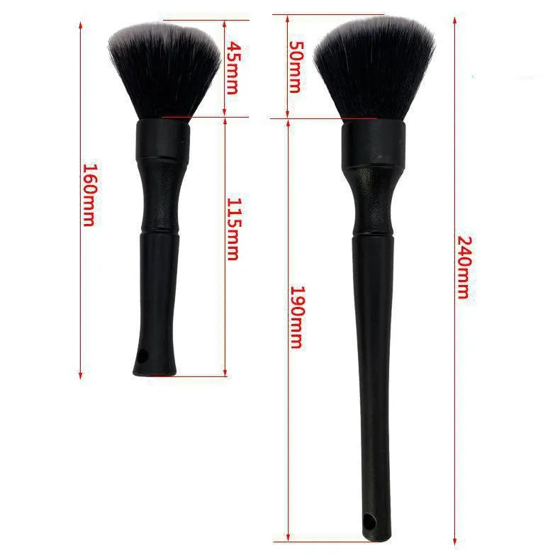 Black ultra-soft pig hair car detailing brush for interior dashboard and vent cleaning