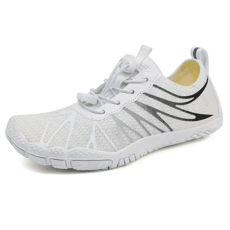 Men's and women's breathable casual sports running shoes with lace-up front and rubber sole.